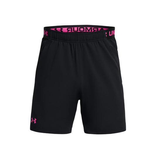 UNDER ARMOUR VANISH WOVEN 6” SHORTS - BLACK/ASTRO PINK